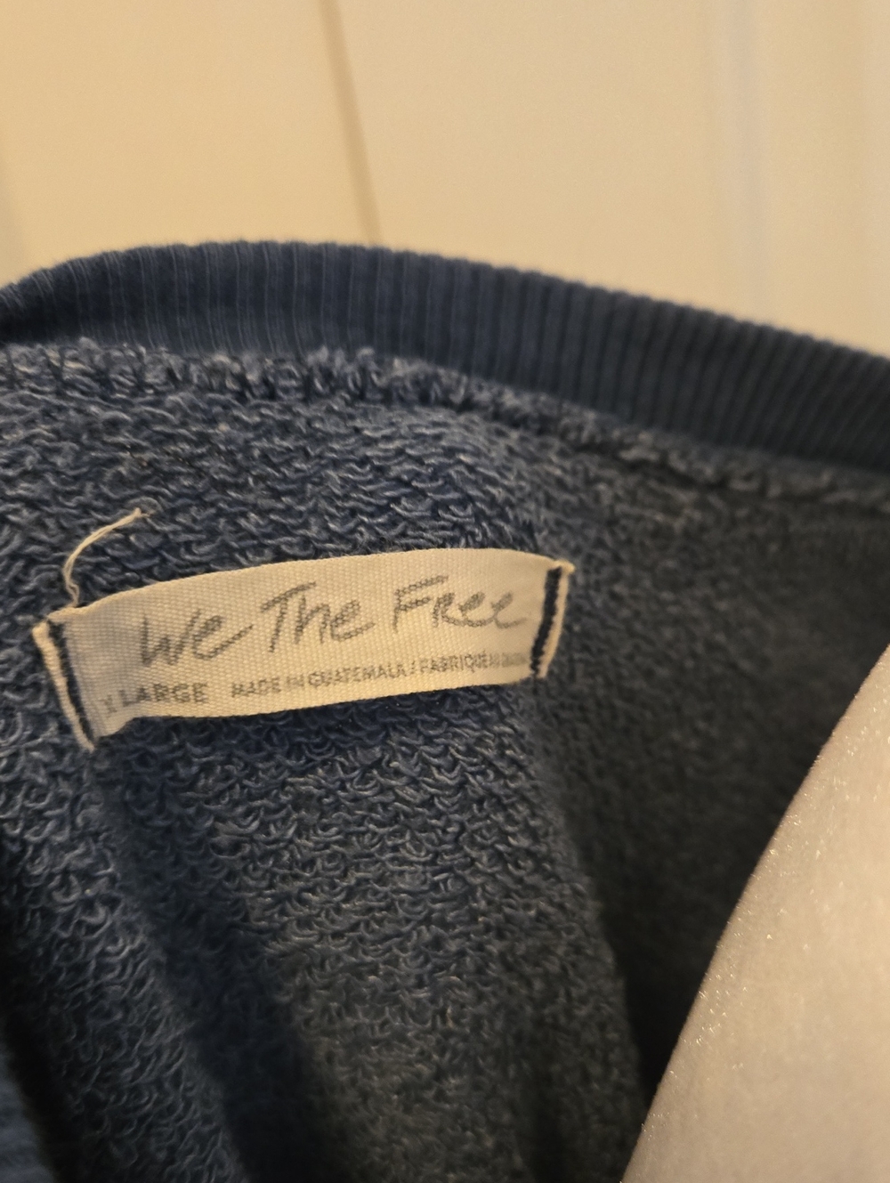 Free People Blue Crewneck Pullover with White 'GROUNDED' Graphic XL Oversized - Picture 7 of 16